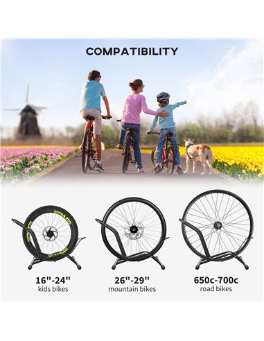 SPORTNOW Portable Bike Floor Stand, Freestanding Bike Rack for 16"-29" Kid's/Mountain/Road Bikes Home Garages Use AA0-097V00BK