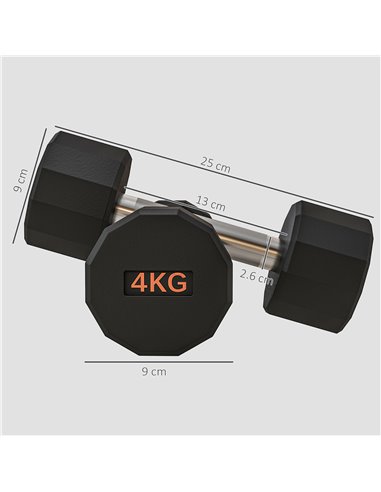 SPORTNOW 2 x 4kg Dumbbells Weights Set with 12-Sided Shape and Non-Slip Grip for Men Women Home Gym Workout A91-343V01OG