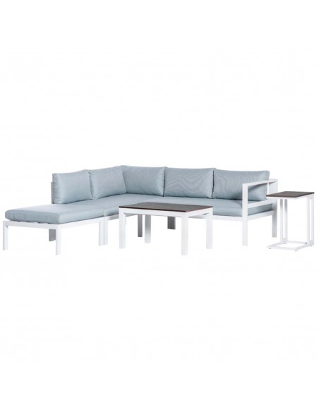Outsunny 5-Piece L-shaped Garden Furniture Set, Corner Sofa Set with Coffee Table End Table Cushions, White Frame - pic 10209 | FastDaddyshop