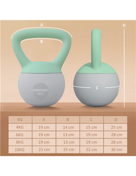 SPORTNOW 4kg/6kg/8kg/10kg Soft Kettlebell, Kettle Bell with Non-Slip Handle, for Home Gym, Strength Training, Cardio - Grey and  - pic 102108 | FastDaddyshop