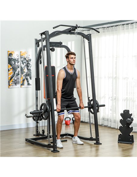 SPORTNOW 3 In 1 Smith Machine with Dual Cable Pulley System, Chest Press Station, 17-Level Squat Rack and Barbell Bar A91-321V00 - pic 102116 | FastDaddyshop