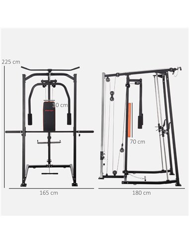 SPORTNOW 3 In 1 Smith Machine with Dual Cable Pulley System, Chest Press Station, 17-Level Squat Rack and Barbell Bar A91-321V00