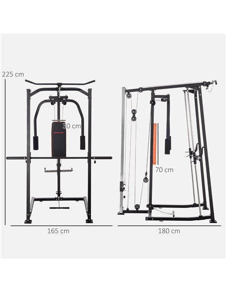 SPORTNOW 3 In 1 Smith Machine with Dual Cable Pulley System, Chest Press Station, 17-Level Squat Rack and Barbell Bar A91-321V00 - pic 102117 | FastDaddyshop