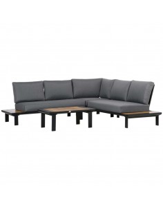 Outsunny 4 Pieces Aluminium L-shaped Garden Furniture Set with Coffee Table, Grey