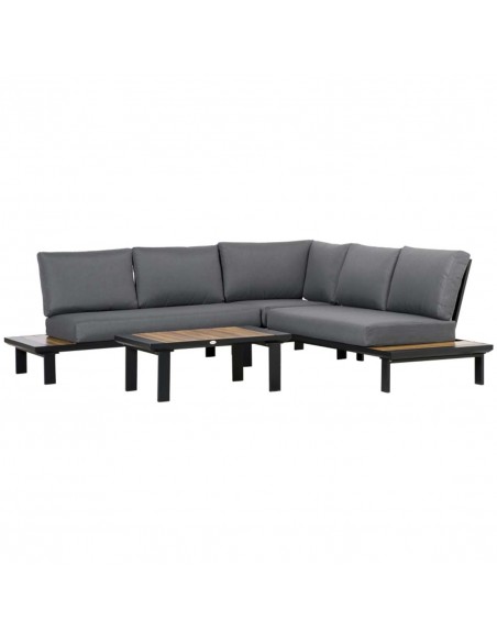 Outsunny 4 Pieces Aluminium L-shaped Garden Furniture Set with Coffee Table, Grey - pic 10212 | FastDaddyshop