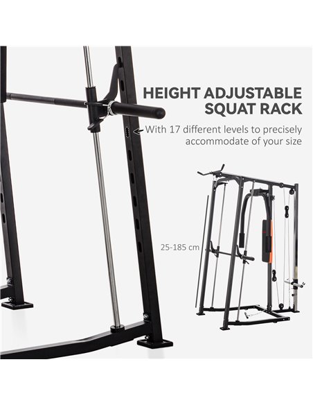 SPORTNOW 3 In 1 Smith Machine with Dual Cable Pulley System, Chest Press Station, 17-Level Squat Rack and Barbell Bar A91-321V00 - pic 102120 | FastDaddyshop