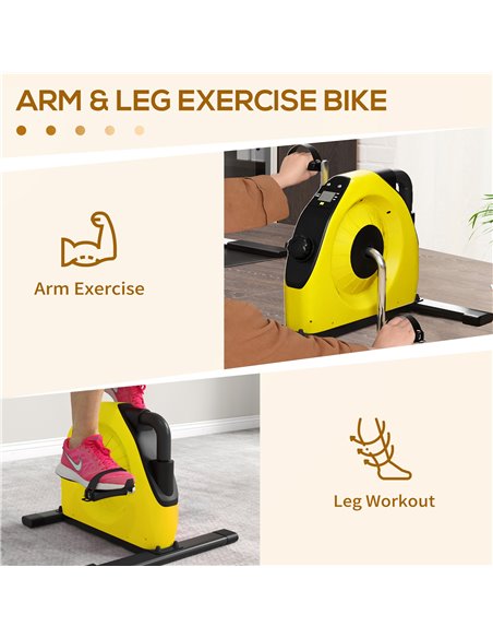 SPORTNOW Mini Exercise Bike, Portable Pedal Exerciser with LCD Display for Legs, Arms, Rehabilitation, Therapy, Yellow A90-364V0 - pic 102145 | FastDaddyshop