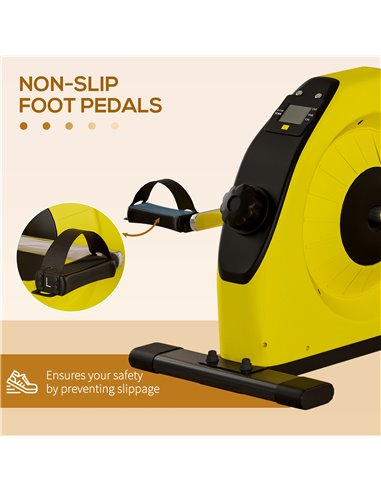 SPORTNOW Mini Exercise Bike, Portable Pedal Exerciser with LCD Display for Legs, Arms, Rehabilitation, Therapy, Yellow A90-364V0