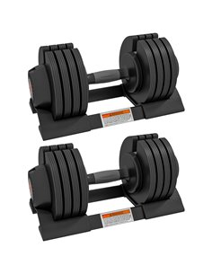SPORTNOW 2 x 20KG Adjustable Dumbbells Set, 4-in-1 Weights Set with Storage Tray and Non-Slip Handle, Home Gym Fitness Equipment