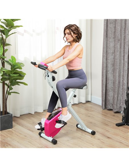 SPORTNOW Folding and Quiet Exercise Bike with 8-Level Magnetic Resistance and Heart Rate Sensor, for Home Gym, Pink and White A9 - pic 102170 | FastDaddyshop