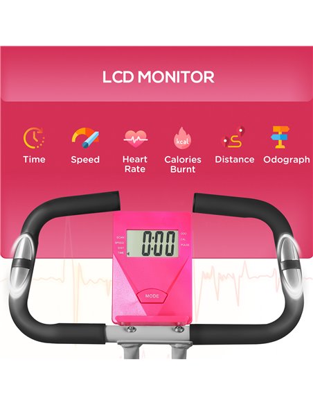 SPORTNOW Folding and Quiet Exercise Bike with 8-Level Magnetic Resistance and Heart Rate Sensor, for Home Gym, Pink and White A9 - pic 102172 | FastDaddyshop