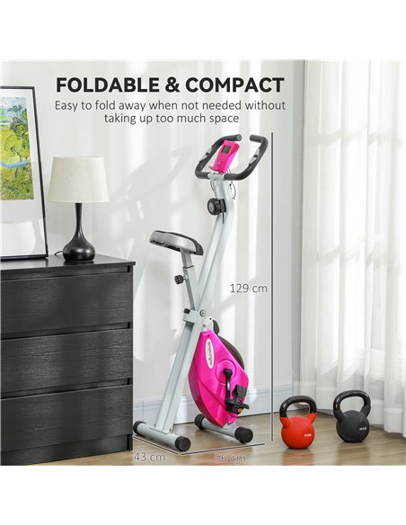 SPORTNOW Folding and Quiet Exercise Bike with 8-Level Magnetic Resistance and Heart Rate Sensor, for Home Gym, Pink and White A9 - pic 102176 | FastDaddyshop