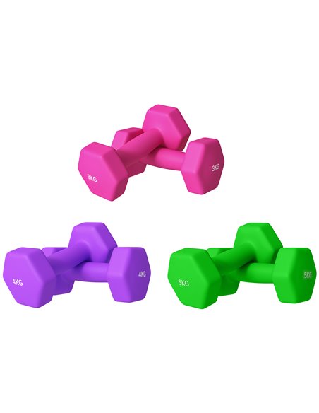 SPORTNOW Set of 6 Hex Dumbbells, Neoprene Weights Pair with Non-Slip Grip, Home Gym Fitness Training Equipment, 2 x 3kg, 2 x 4kg - pic 102178 | FastDaddyshop