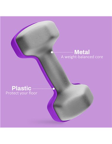SPORTNOW Set of 6 Hex Dumbbells, Neoprene Weights Pair with Non-Slip Grip, Home Gym Fitness Training Equipment, 2 x 3kg, 2 x 4kg