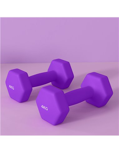 SPORTNOW Set of 6 Hex Dumbbells, Neoprene Weights Pair with Non-Slip Grip, Home Gym Fitness Training Equipment, 2 x 3kg, 2 x 4kg