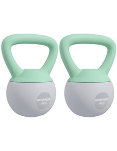 SPORTNOW 2 x 4kg Soft Kettlebell, Kettle Bell with Non-Slip Handle, for Home Gym, Strength Training, Cardio - Grey and Green A91