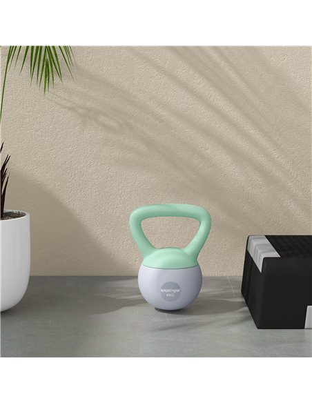 SPORTNOW 2 x 4kg Soft Kettlebell, Kettle Bell with Non-Slip Handle, for Home Gym, Strength Training, Cardio - Grey and Green A91 - pic 102193 | FastDaddyshop