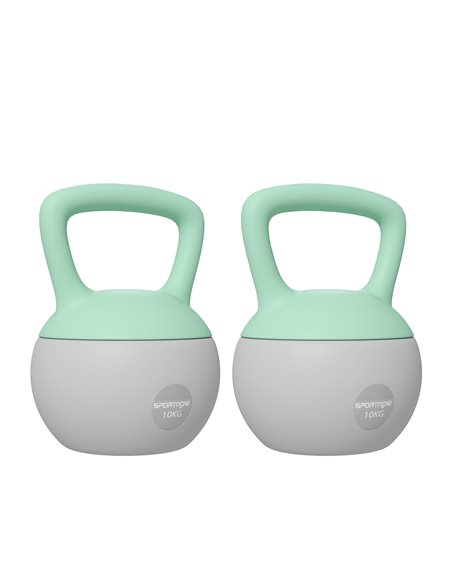 SPORTNOW 2 x 10kg Soft Kettlebell, Kettle Bell with Non-Slip Handle, for Home Gym, Strength Training, Cardio - Grey and Green A9 - pic 102196 | FastDaddyshop