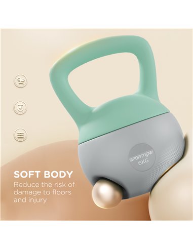 SPORTNOW 2 x 6kg Soft Kettlebell, Kettle Bell with Non-Slip Handle, for Home Gym, Strength Training, Cardio - Grey and Green A91