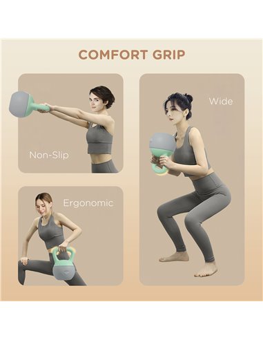 SPORTNOW 2 x 6kg Soft Kettlebell, Kettle Bell with Non-Slip Handle, for Home Gym, Strength Training, Cardio - Grey and Green A91