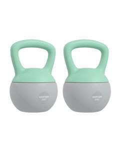 SPORTNOW 2 x 8kg Soft Kettlebell, Kettle Bell with Non-Slip Handle, for Home Gym, Strength Training, Cardio - Grey and Green A91