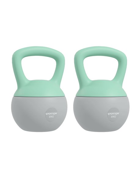 SPORTNOW 2 x 8kg Soft Kettlebell, Kettle Bell with Non-Slip Handle, for Home Gym, Strength Training, Cardio - Grey and Green A91 - pic 102214 | FastDaddyshop