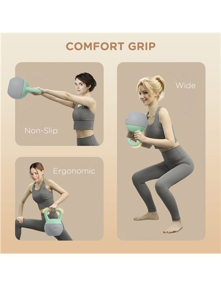 SPORTNOW 2 x 8kg Soft Kettlebell, Kettle Bell with Non-Slip Handle, for Home Gym, Strength Training, Cardio - Grey and Green A91 - pic 102218 | FastDaddyshop