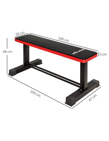SPORTNOW Flat Weight Bench, 300KG Weight Capacity Workout Bench with Dumbbell Rack A91-337V00BK
