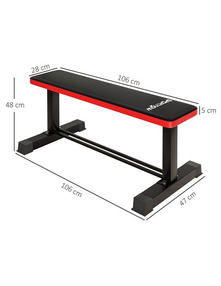 SPORTNOW Flat Weight Bench, 300KG Weight Capacity Workout Bench with Dumbbell Rack A91-337V00BK - pic 102225 | FastDaddyshop