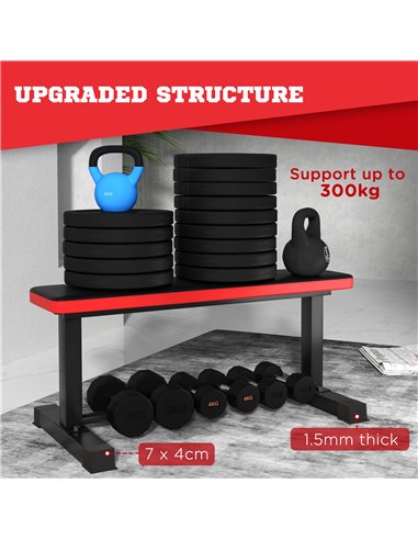 SPORTNOW Flat Weight Bench, 300KG Weight Capacity Workout Bench with Dumbbell Rack A91-337V00BK