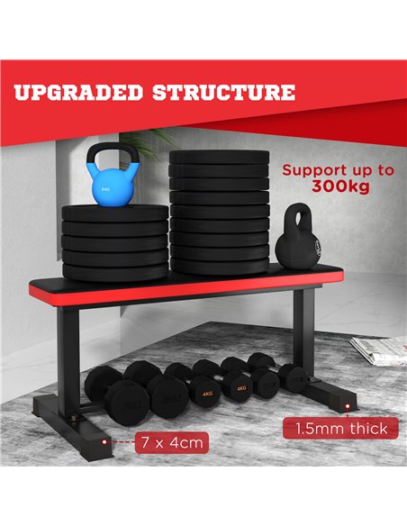 SPORTNOW Flat Weight Bench, 300KG Weight Capacity Workout Bench with Dumbbell Rack A91-337V00BK - pic 102226 | FastDaddyshop