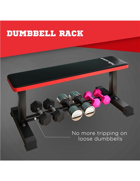SPORTNOW Flat Weight Bench, 300KG Weight Capacity Workout Bench with Dumbbell Rack A91-337V00BK - pic 102227 | FastDaddyshop