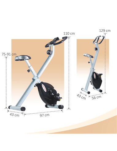 SPORTNOW Folding and Quiet Exercise Bike with 8-Level Magnetic Resistance and Heart Rate Sensor, for Home Gym, Black and White A
