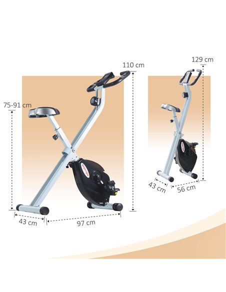 SPORTNOW Folding and Quiet Exercise Bike with 8-Level Magnetic Resistance and Heart Rate Sensor, for Home Gym, Black and White A - pic 102234 | FastDaddyshop