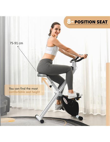 SPORTNOW Folding and Quiet Exercise Bike with 8-Level Magnetic Resistance and Heart Rate Sensor, for Home Gym, Black and White A - pic 102237 | FastDaddyshop