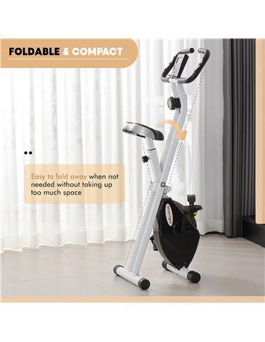 SPORTNOW Folding and Quiet Exercise Bike with 8-Level Magnetic Resistance and Heart Rate Sensor, for Home Gym, Black and White A