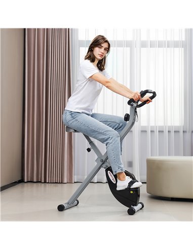 SPORTNOW Folding and Quiet Exercise Bike with 8-Level Magnetic Resistance and Heart Rate Sensor, for Home Gym, Black and Grey A9