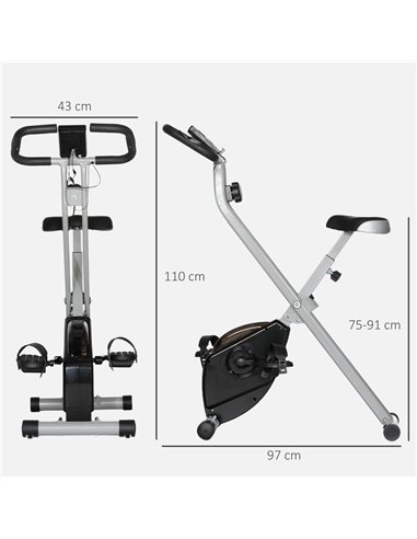 SPORTNOW Folding and Quiet Exercise Bike with 8-Level Magnetic Resistance and Heart Rate Sensor, for Home Gym, Black and Grey A9