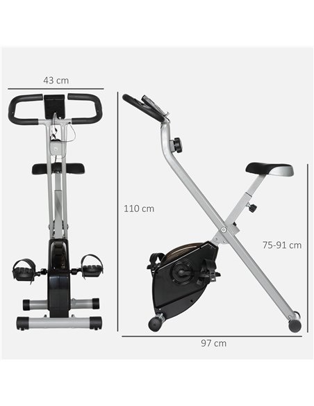 SPORTNOW Folding and Quiet Exercise Bike with 8-Level Magnetic Resistance and Heart Rate Sensor, for Home Gym, Black and Grey A9 - pic 102243 | FastDaddyshop