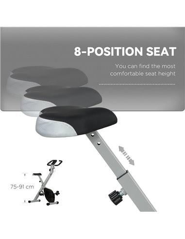 SPORTNOW Folding and Quiet Exercise Bike with 8-Level Magnetic Resistance and Heart Rate Sensor, for Home Gym, Black and Grey A9