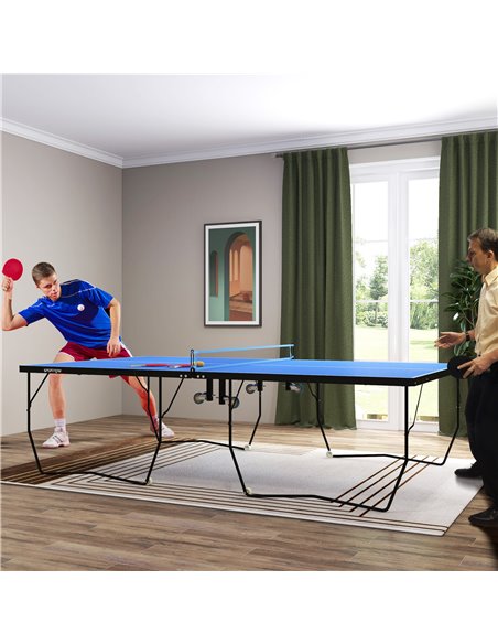 SPORTNOW 9FT Folding Table Tennis Table, with 8 Wheels, for Indoor Use - Blue A90-333V00BU - pic 102251 | FastDaddyshop