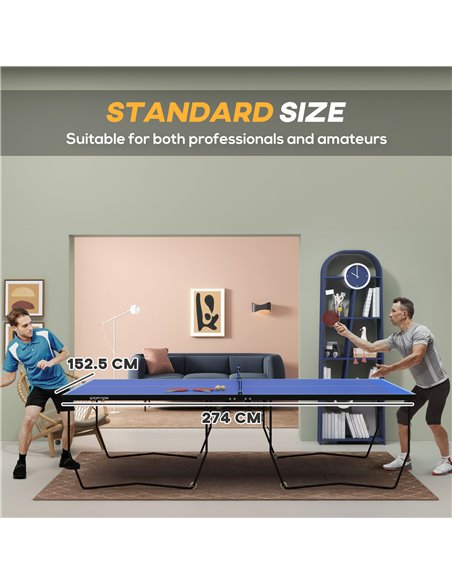 SPORTNOW 9FT Folding Table Tennis Table, with 8 Wheels, for Indoor Use - Blue A90-333V00BU - pic 102253 | FastDaddyshop
