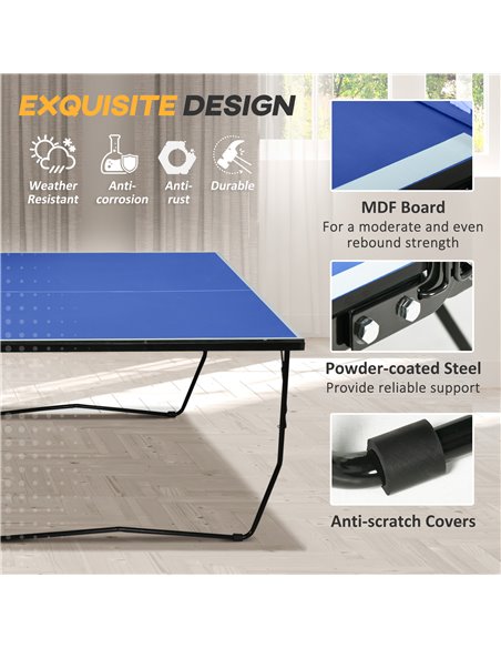 SPORTNOW 9FT Folding Table Tennis Table, with 8 Wheels, for Indoor Use - Blue A90-333V00BU - pic 102255 | FastDaddyshop