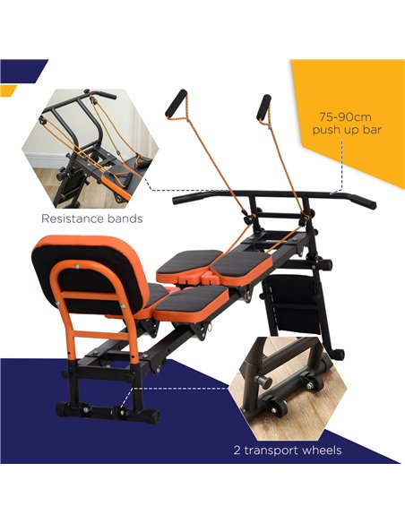SPORTNOW Flat or Incline Home Gym Equipment, Reformer Pilates Machine, Abs Machine, Power, with Adjustable Push Up Bar A91-336V0 - pic 102263 | FastDaddyshop