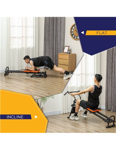 SPORTNOW Flat or Incline Home Gym Equipment, Reformer Pilates Machine, Abs Machine, Power, with Adjustable Push Up Bar A91-336V0