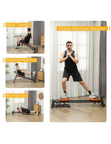 SPORTNOW Flat or Incline Home Gym Equipment, Reformer Pilates Machine, Abs Machine, Power, with Adjustable Push Up Bar A91-336V0