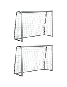SPORTNOW 6ft x 4ft Football Goal, Set of 2 Football Net for Garden, Training Goal with Ground Stakes, Steel Frame A62-P005