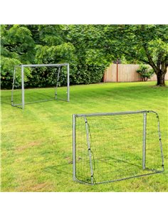 SPORTNOW 6ft x 4ft Football Goal, Set of 2 Football Net for Garden, Training Goal with Ground Stakes, Steel Frame A62-P005 2