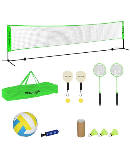 SPORTNOW Badminton Net Set, Height Adjustable Net for Pickleball, Volleyball, Badminton, with 3 Shuttlecocks, 4 Rackets A95-009V - pic 102304 | FastDaddyshop