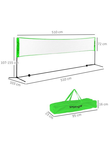 SPORTNOW Badminton Net Set, Height Adjustable Net for Pickleball, Volleyball, Badminton, with 3 Shuttlecocks, 4 Rackets A95-009V - pic 102306 | FastDaddyshop